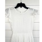 Blu Pepper  White Tiered Skirt Smocked Bodice Flutter Sleeve Midi Dress Size S Photo 3