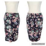 Talbots Navy Blue Pink Green Floral Pencil Skirt Office Business Size 4 Small Photo 2