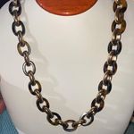 Heavy Tortoise Shell & Good Tone Chain Link Necklace Brown Photo 1