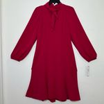 Maggy London Women's Tie Neck Bubble Crepe Fit and Flare Long Sleeves Dress Photo 2