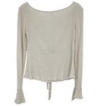 Free People  Say When Long Sleeve Size Small Waffle Knit Ruffle Photo 5