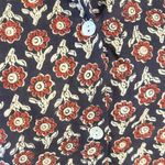 Mod’s Mahal Indian Cotton Block Print Retro 70s Button Down Shirt Size Medium Black Photo 4