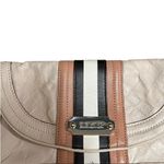 L.A.M.B. Jana Quilted Leather Stripe Clutch Cream Edgy Y2K Designer Bag Photo 2