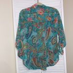 Figueroa & Flower Petite Large PL Margo floral long roll tab sleeve blouse NWT Multiple Photo 7