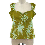 Anthropologie Maeve Smocked Tank Top Palm Tree Floral Print Green Size XL Photo 2