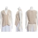 3.1 Phillip Lim  Cream Silk Textured Sleeveless Plunge Blouse Size 2 XS Photo 2