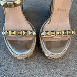 Christian Louboutin  Cataclou 140 nappa silk wedges in Sahara light gold size 36 Photo 11