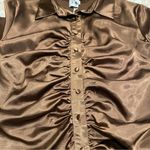 Princess Polly NWT  Women’s Brown Ruched Notched Collar Blouse Size 8 Photo 5
