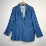 Sundance Catalog Oaklee Blue Denim Lyocell Double Breasted Blazer Jacket XL New Photo 1