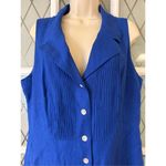 Jessica Howard  Sleeveless Blue Linen Blend Button up Midi Dress Size 16 XL Photo 2