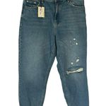 River Island Carrie High Rise Mom Jeans Medium Blue Women's Size 10 US/14R UK Photo 1