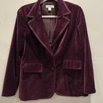 Coldwater Creek Maroon Velvet Single Breasted Long Sleeve Blazer Jacket Size 14 Photo 0