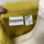 Chico's Mustard Yellow Silk Jacket Shirt Long Sleeves Large Button and pocket front work Photo 1