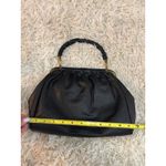 Vintage 1940's Black Ruched Handle Kiss Lock Clasp Frame Handbag Evening Bag Photo 4