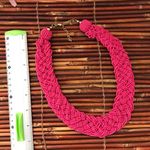 Charming Charlie  Braided Pink Seed Bead Necklace Photo 2