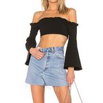 Majorelle  Shanti Top Black Off The Shoulder Ruffled Crop Bell Sleeve XS Photo 2