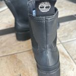 Timberland Black Leather Chunky Heel Boots. 8 Photo 3