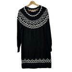Loft Ann Taylor Black Fair Isle Long Sleeve Sweater Dress S Photo 1