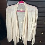 Max Mara  open front cardigan ivory ribbed drape front Medium flax linen Photo 0