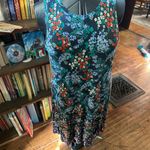 Loft blue & red flower print knit travelcore lounge L dress Photo 1