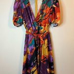Ashley Stewart  abstract print surplice wrap belted midi dress size 14/16 Photo 3