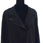 Eileen Fisher  Womens Asymmetrical Zip Jersey Knit Biker‎ Moto Jacket Black Large Photo 1