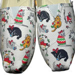 Toms NWT Women’s Belmont Holiday Cats Slip On Shoes Light Gray Size 8 Photo 7