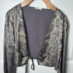 House Of CB Giulia Pewter Shimmer Open Tie Front Satin Top L Photo 2