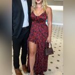 Cinq A Sept Stargazer Lilies Glenda Gown Red Floral Maxi Dress size 12 Photo 5