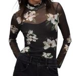 All Saints NWT Elia Alessa bodysuit Black Floral Mesh Bodysuit size 0 Photo 0
