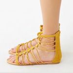 Forever 21 NWT Lace Up Gladiator Sandals Mustard Yellow New Photo 1