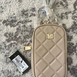 Badgley Mischka Diamond Quilted Oval Crossbody Phone Case in beige NWT Photo 0