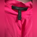 BCBGMAXAZRIA  Anderson silk button-down blouse in neon pink medium Photo 3