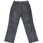 PacSun High-rise Straight Leg Jeans Black Distressed Women's Size 29 Rigid Denim Photo 0