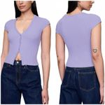 Gap Cropped Rib Cardigan NWT Warm Violet Purple Medium Photo 1