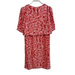 Vintage J.B. Too Short Sleeve Modest Dress Size: 14 Large Red & White Print Photo 1