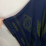 Hannah navy and moss green aztec knit poncho Blue Photo 4