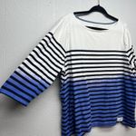 Talbots  Striped Hombre Top Womens 2X Breathable 100% Cotton Stretch 3/4 Sleeve Photo 5