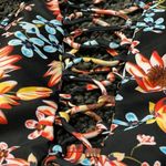 None Cutout One Piece Black Floral lace up swimsuit Size Medium Photo 3