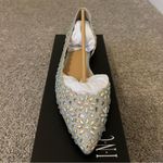 INC  Mabley Silver Rhinestone Floral Flats 8M Photo 6