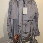 Cole Haan hooded packable Rain Jacket Size Large blue/gray “Mist” color NWT Photo 10