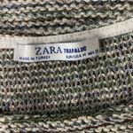 ZARA  Trafaluc Textured Knit Short Sleeve Crew Neck Top Medium Gray White Photo 4