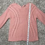 No Boundaries Juniors Caged Back Open Knit Sweater in Dusty Rose Pink Small Photo 9