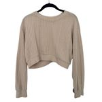 SheIn  Cream Cropped Ribbed Sweater | Women’s S | Long Sleeve Knit Top Photo 4