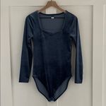 Old Navy  Velvet Feel Square Neck Long Sleeve Bodysuit Obscure Night Blue Size M Photo 2