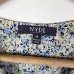 NYDJ  Floral Button Down Blouse Medium Pintuck Lightweight Cottage Office Relaxed Photo 4