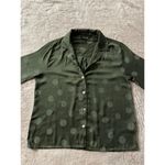 Madewell Jacquard Dot Pajama Shirt Button Down Blouse Green Size Small Photo 1