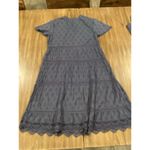 Sundance  Tiered eyelet cotton scallop hem boho short sleeve blue mini dress xs Photo 13