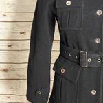 London Fog classic witchcore gothic black wool hooded belted overcoat Size 12 Photo 4