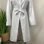 100% Cotton Long Sleeve Button Front Open Skirt Midi Prairie Shirt Dress XL White Photo 2